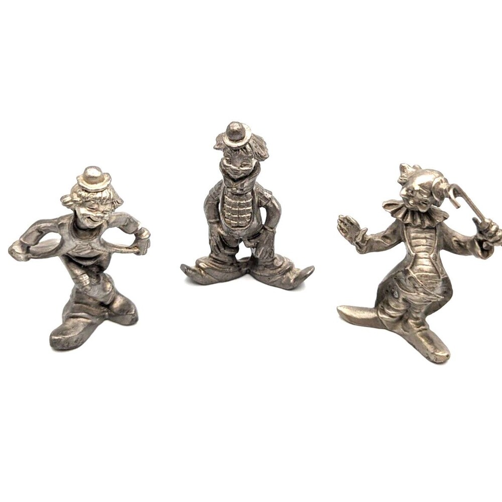 METAL FIGURINES SET - CLOWNS CIRCUS Pewter VINTAGE - Set of 3
